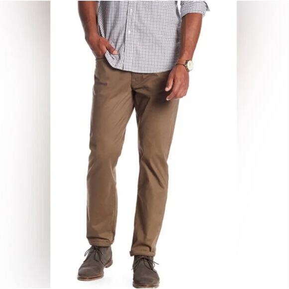 Lucky Brand Pants 121 Slim‎ Straight Chino Brown Khaki Size 36 x 32 - Picture 1 of 14